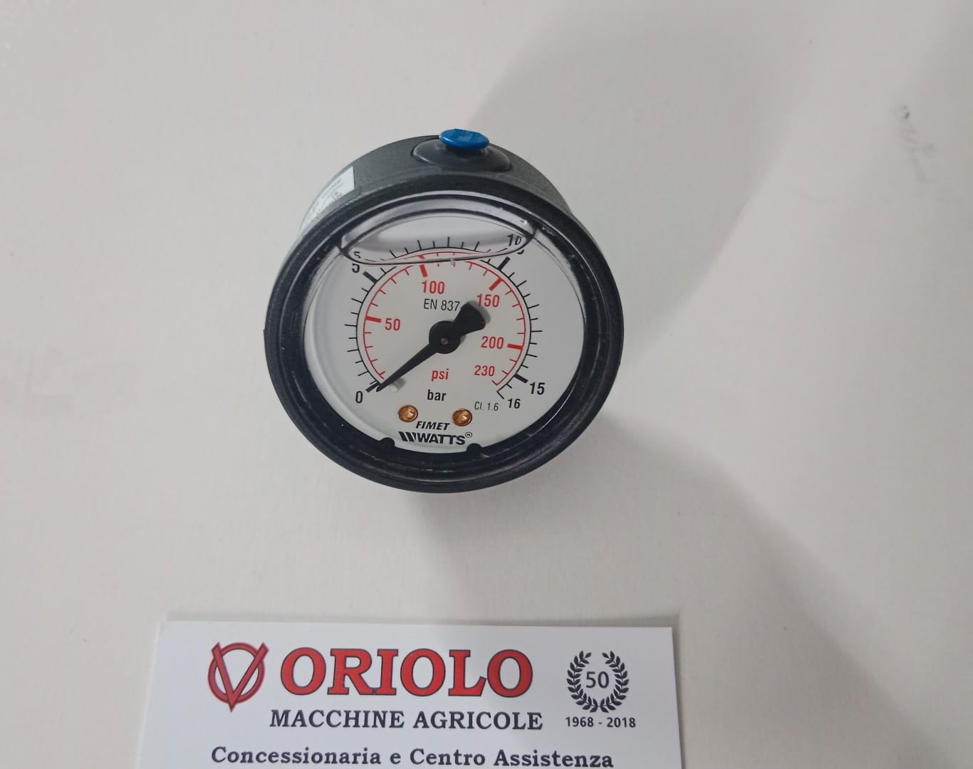 MANOMETRO ORIZZONTALE CON GLICERINA D.51 CON BORDO 56  mm  Bar 25